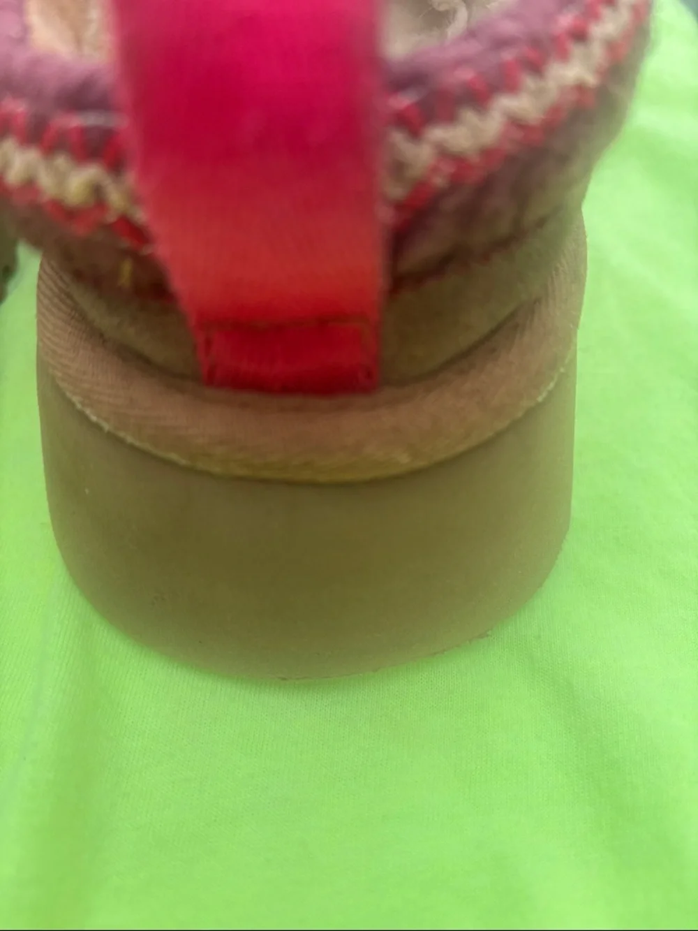 UGG Brown Suede Mule Slippers with Burgundy Trim - Picture 8 of 13